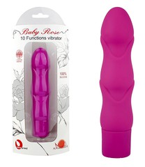 Тихий вибратор Baby Rose, фиолетовый, силикон, 10 функций, 16,5х3,6см