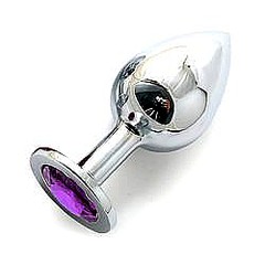 Анальная пробка с кристаллом Large Silver Purple