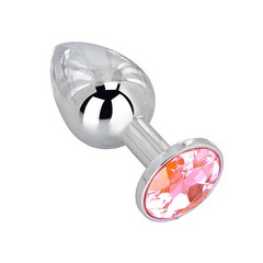 Мини-плаг из стали с кристаллом Pink Bubble Gum