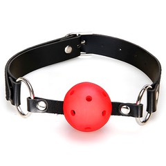 Кляп с отверстиями для дыхания с бубенчиком, LF4019, Lux Fetish, красный