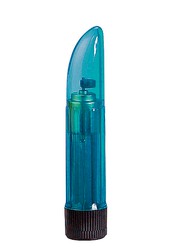 Миниатюрный мульти-скоростной вибратор Crystal Clear Ladyfinger, синий, 13,5х2,5см